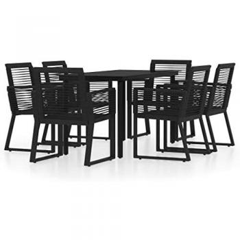 Ensemble de Dîner Extérieur 7 pcs Noir vidaXL