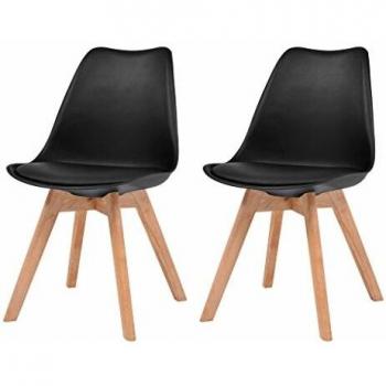 2 piezas de sillas de comedor de plástico negro