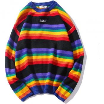 Pullover Couleurs Couplé Ample