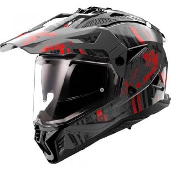 Casco de motocross LS2 MX702 Pioneer II Crazy Negro-Rojo
