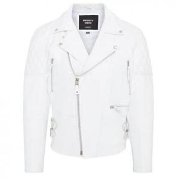 Garland White Cowhide Brando Biker Jacket