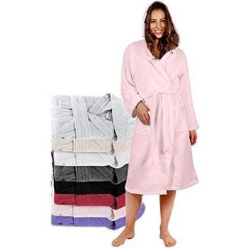 Cappotto Doccia Donna: Accappatoio in Spugna Oeko‑Tex con Cappuccio, 2 Tasche, Cintura