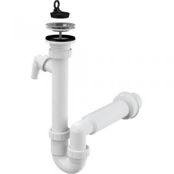 Siphon avec panier inox Ø70mm et sortie pour lave-vaisselle