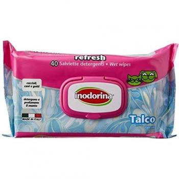Lingettes de talc Inodorina pour chiens et chats, 40pcs