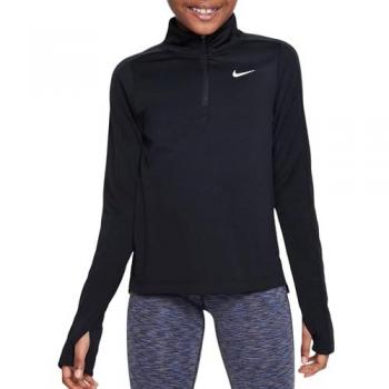 Camiseta de manga larga Nike Dri-FIT con media cremallera para chicas, color negro, talla XL