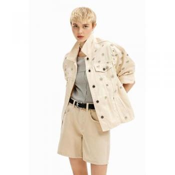Giacca denim floreale