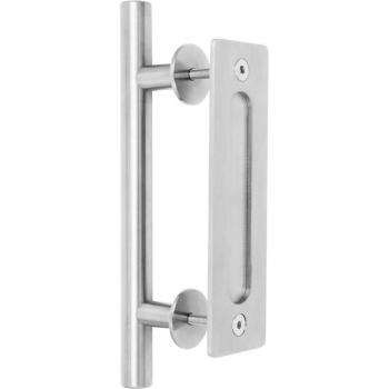 12” Exterior Barn Door Handle and Interior Flush Pull Combo