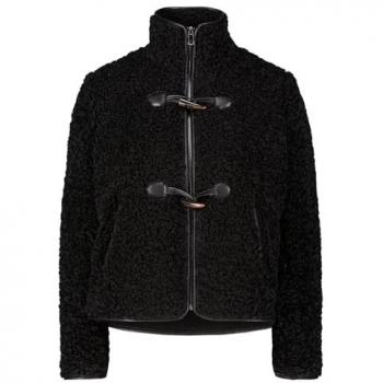 Zero Damen Teddyfelljacke mit Knebelknöpfen in Schwarz Größe 40