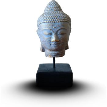Tranquil Buddha Head Display – Blue Copper