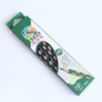 12 Triangular Wooden Pencils with Hole for Office Supplies