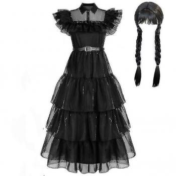 Disfraz femenino de Wednesday Addams 2023 con peluca