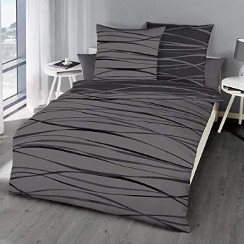 BettwarenShop Biber Zinn Bettwäsche – 3‑teiliger Set, 240 × 220 cm