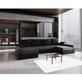 DELIO Canapé U Convertible Gris/Noir