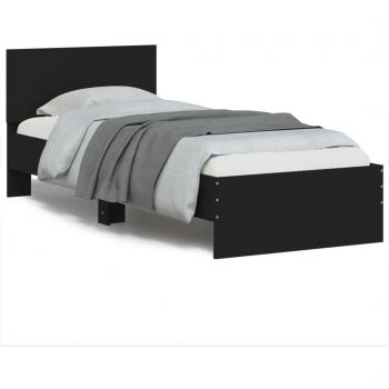 VidaXL Bed Frame with Headboard and LED Lights Black 90x190 cm Single