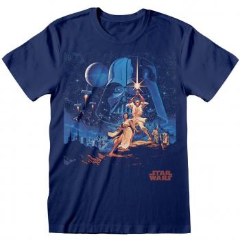 Camiseta De Manga Corta Unisex Star Wars Nueva Esperanza Póster Vintage Azul S