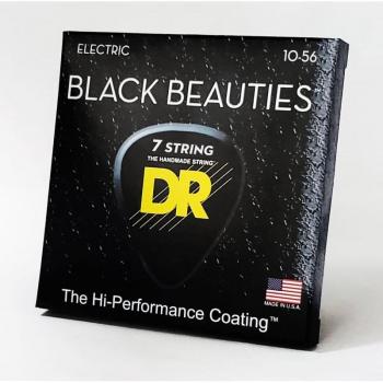 Jeu de guitare électrique 7 cordes Black Beauties – DR BKE7‑10 Medium 10‑56