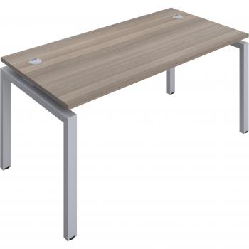 Single Seat Telescopic Sliding Bench – Grey Oak, 1400 × 800, Cable Port (White Frame)