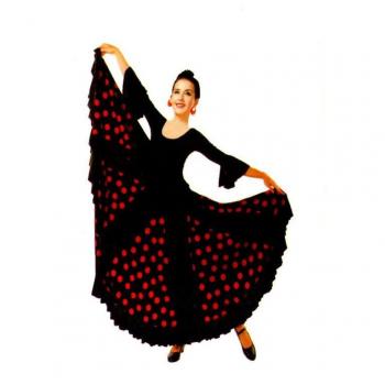 Jupe femme de flamenco dance noir à pois rouge taille XL