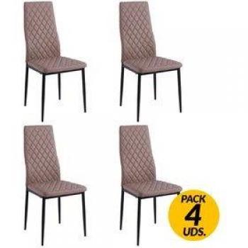 Sillas de Comedor Anita Pack de 4 Diseño Rombos Marrón/Negro