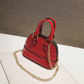 Red Crocodile Leather Shoulder Purse for Women