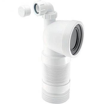 90° White Flexible WC Connector with Vent Boss
