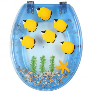 Klositz ADO – Transparentes Toilettendeckel-Set, inkl. verstellbarer Metallscharniere in Deep Blue