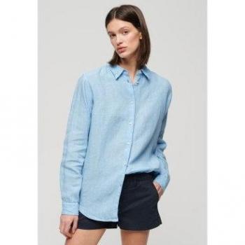 Camicia Casual in Lino Seafoam Blue per Donna Superdry S
