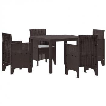 Suite Manger Extérieur Polyrotin Marron 5 Pièces
