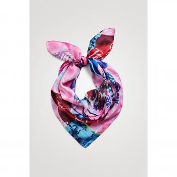 Desigual, Foulard retangular com patch digital, Poliéster, Vermelho, U