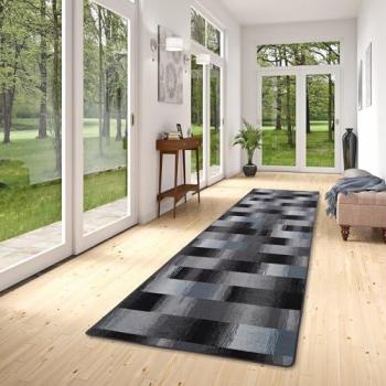 Eckiger Mystic Karo Teppich in Velours