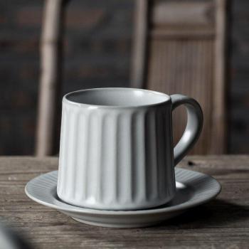 Retro Japanese Thick Ceramic Coffee Cups with Saucer