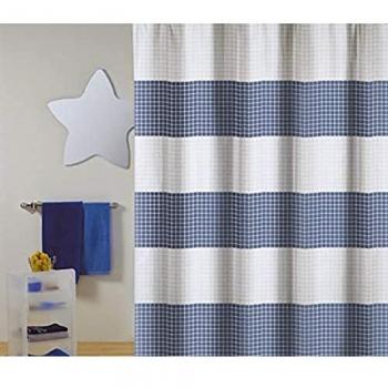 Duschvorhang MSV PREMIUM QUADRO BLAU 180x200 cm antibakteriell und anti-Schimmel