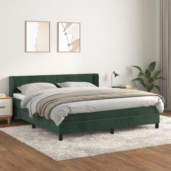 VidaXL Boxspringbett mit Samtmatratze Dunkelgrün 160x200 cm