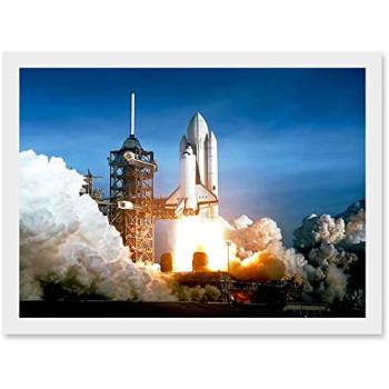 First Columbia Launch 1981 – NASA Space Wall Poster (Framed, White)