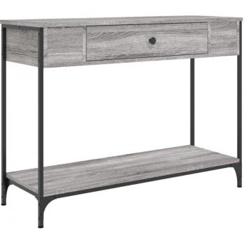 Console d’entrée élégante, métal et bois gris – 2 tiroirs