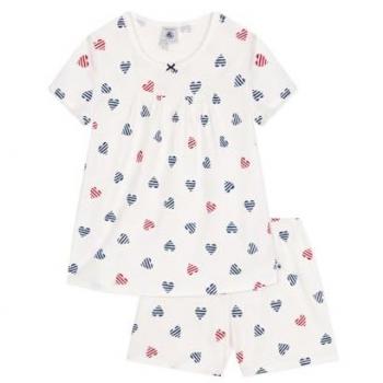 PETIT BATEAU Pyjama short enfant imprimé coeurs blanc