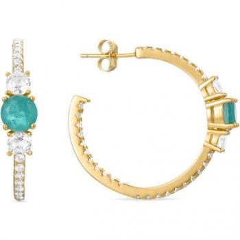 Pendientes Marsais de Luxenter en plata de ley 925 con circonita esmeralda y baño de oro de 18K