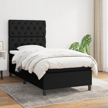 Lit boxspring avec matelas noir 80x200 cm tissu