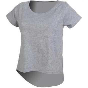 Skinni Fit Ladies Heathered Drop Tail Shirt