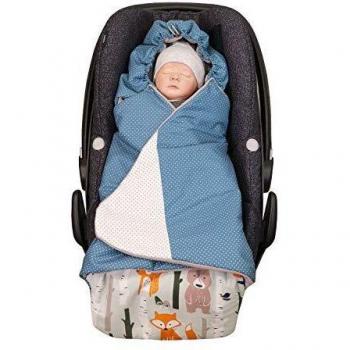 ULLENBOOM ® Einschlagdecke für Babywanne Waldtiere Petrol