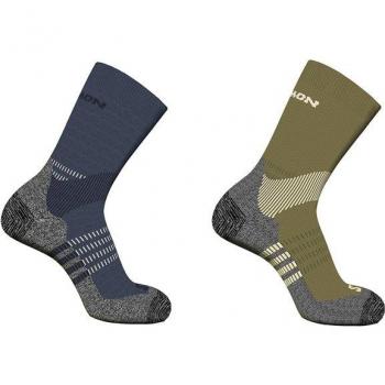Salomon X Ultra Access Crew Calze (Blu/Verde Pallido) 2 Pack – L