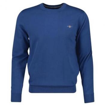 GANT Men's Classic Crew-Neck Jumper – Blue, Size 42 Regular