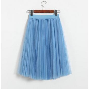 Falda Midi Plisada de Tul para Mujer