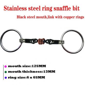 Snaffle Bit Ronde en Acier Noir – Lien Tripartite Cuivre (SBT0506)
