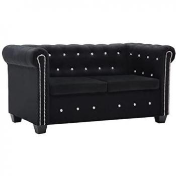 Stilvolles Chesterfield Sofa 2-Sitzer in Schwarz