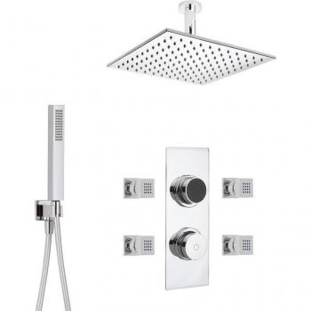 Pommeau de Douche Plafond HudsonReed 30x30cm avec 4 Buses Massages