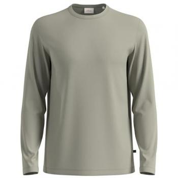 S.Oliver RED LABEL Herren Regular Fit Langarmshirt aus weichem Baumwoll-Jersey in Beige, Größe S
