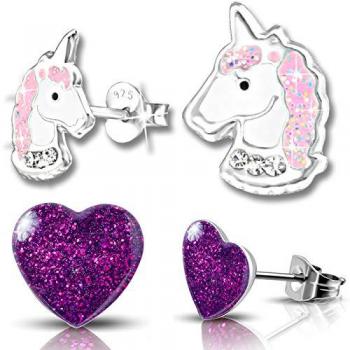 Limana 925 Silber Ohrringe mit Einhorn-Motiv