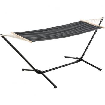 Hamac avec support en acier 200x100 cm couleur noir et gris foncé