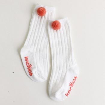 Cotton Tube Socks for Kids with Anti-Skid Feature and Plush Ball